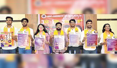 ABVP candidates release student-centric manifesto on Saturday for students’ union elections, to be held on September 18.