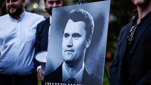 The New York Young Republicans Club holds a vigil for Turning Point USA CEO and co-founder Charlie Kirk at Madison Square Park on Friday, Sept. 12, 2025, in New York.