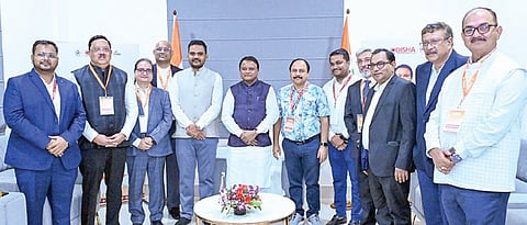 CM Mohan Majhi with investors at the groundbreaking ceremony, on Monday