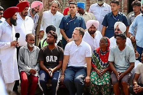 During his visit, Rahul Gandhi was briefed by Congress leaders on the scale of damage and devastation caused by the floods in Punjab.