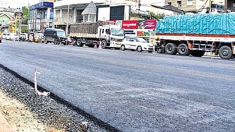 The newly tarred section at Muvattupuzha town