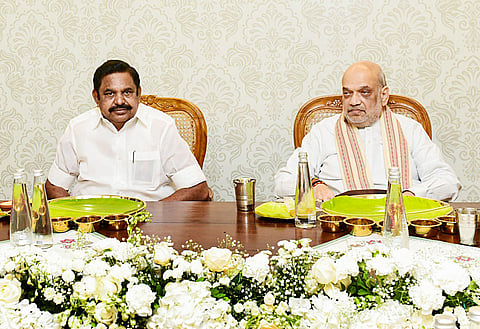 Edappadi K Palaniswami (L) and Amit Shah.