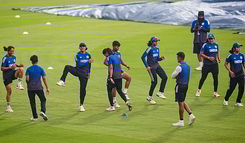 India players during a training session at the New PCA stadium on Tuesday
