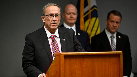 Utah County Attorney Jeff Gray speaks during a news conference announcing charges filed against Tyler Robinson, the man accused of fatally shooting conservative activist Charlie Kirk, Tuesday, Sept. 16, 2025, in Provo, Utah.
