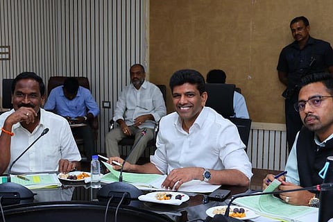 Union Minister of State for Rural Development and Communications Dr Pemmasani Chandrasekhar headed a review meeting on agriculture and marketing on Wednesday.