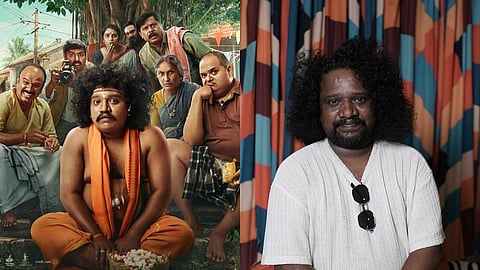 A poster for Arasayyana Prema Prasanga (L) and Mahantesh Hiremath (R)