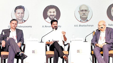 Chief Minister A Revanth Reddy speaks during the PAFI annual conclave in Delhi.