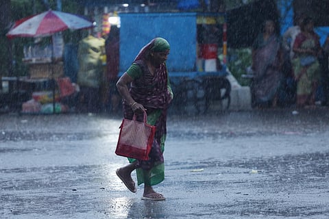 Hyderabad witnessed heavy downpours on Sunday evening, leading to waterlogging and traffic snarls in several parts of the city.