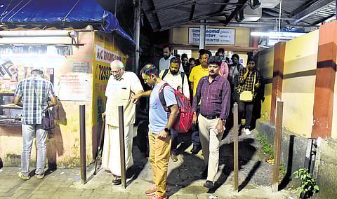 The iron rods placed by the railway authorities on the second platform of the Ernakulam Town railway station are causing inconvenience to passengers