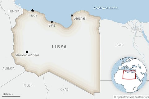 This is a locator map for Libya with its capital, Tripoli.