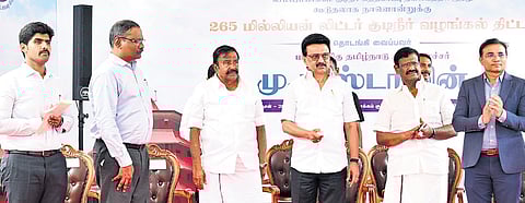 CM MK Stalin at the launch event of the ‘Chennai Kudineer’ app on Saturday.