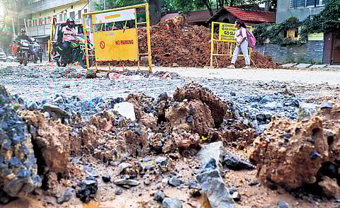 The Chamrajapet 5th Main Road was excavated months ago but even now it is not properly fixed