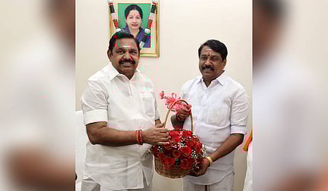 AIADMK general secretary Edappadi K. Palaniswami with Tamil Nadu BJP president Nainar Nagendran.