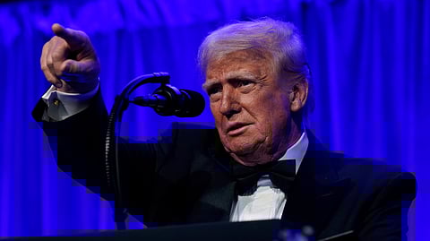 US President Donald Trump speaks during the American Cornerstone Institute's Founder's Dinner at George Washington's Mount Vernon estate in Mount Vernon, Va., Saturday, Sept. 20, 2025.