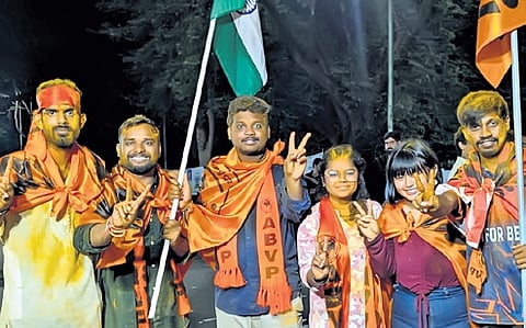 ABVP candidates secured victories across the board.