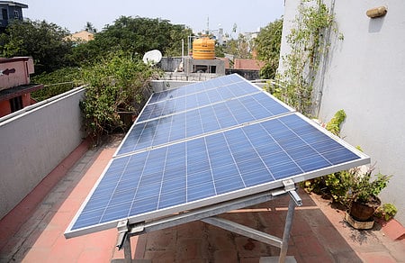 Solar panel installed on the rooftop of a house in Chennai. Representational image,
