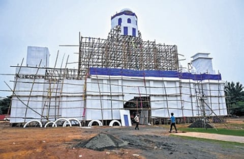The Durga Puja pandal at Melana Ground