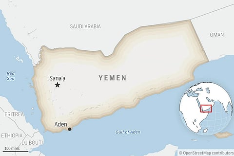 This is a locator map for Yemen with its capital, Sanaa.