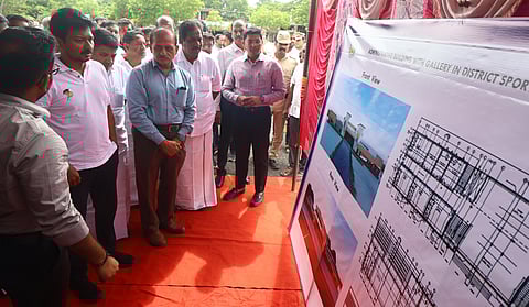 Udhayanidhi interacted with para-athletes before inspecting the venue being constructed for them at a cost of Rs 1 crore.