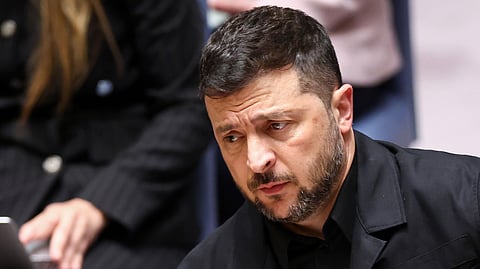 Ukraine's President Volodymyr Zelenskyy attends a United Nations Security Council ministerial meeting on Ukraine at the U.N. headquarters, Tuesday, Sept. 23, 2025.