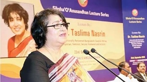 Dr Taslima Nasrin delivering Siksha ‘O’ Anusandhan lecture on Tuesday