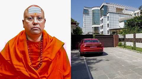 Sellf-styled godman Swami Chaitanyananda Saraswati (L), Sri Sharada Institute of Indian Management in Delhi. (R)