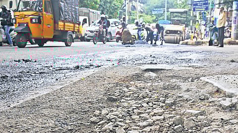 Asphalting and re-asphalting of pothole-riddled roads are underway in Coimbatore