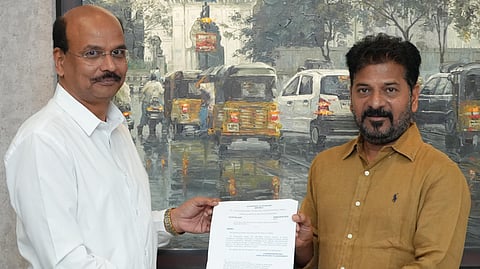 B Shivadhar Reddy with Chief Minister A Revanth Reddy.