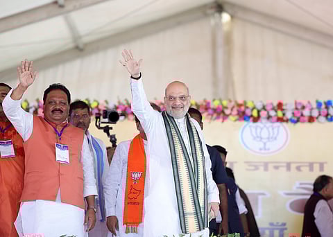 Amit Shah at the rally in Bihar (Photo | Special arrangement)