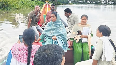 Collector A Thameem Ansaria inspects flood-hit Thullur.