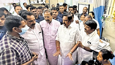 AIADMK leader Edappadi Palaniswami consoling victims