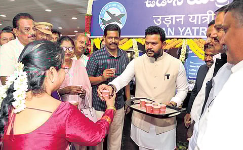 Union Minister for Civil Aviation, Ram Mohan Naidu, inaugurated the UDAN Yatri Cafe at Vijayawada International Airport on Monday