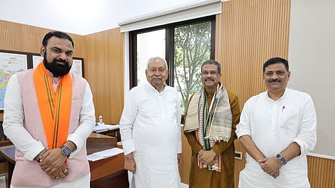 Accompanied by deputy chief minister Samrat Choudhary, Pradhan discussed seat-sharing arrangements with Nitish. JD(U) working president Sanjay Kumar Jha was also present at the meeting.