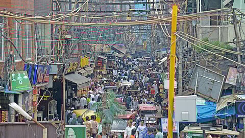 Busy Street in Old Delhi, near Jama Masjid.