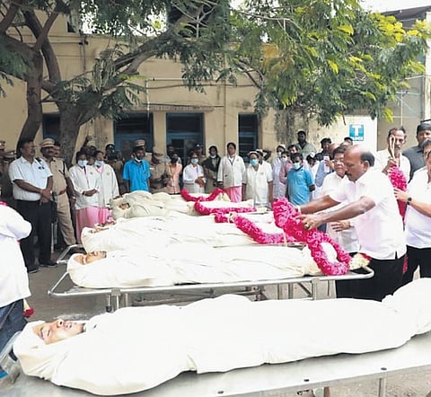 The mortal remains of the nine workers were sent to Assam by air on Wednesday after postmortem.