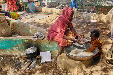 Sudanese displaced families take shelter in a school after being evacuated by the Sudanese army from areas once controlled by the paramilitary Rapid Support Forces (RSF) in Omdurman, Sudan, located across the Nile River from Khartoum, on Sunday, March 23, 2025.