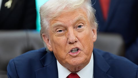 President Donald Trump speaks in the Oval Office of the White House, Tuesday, Sept. 30, 2025, in Washington.