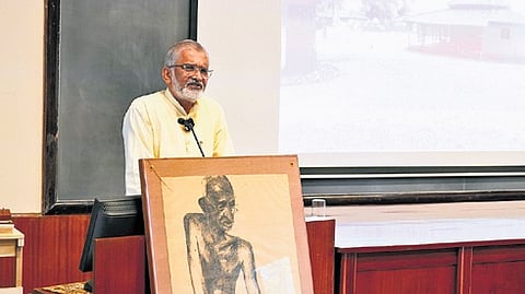 Dr Abhay Bang delivers his lecture at Raman Research Institute on Thursday