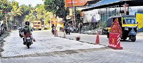 The road stretch at Maradu where work is going on