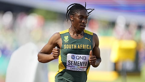 Caster Semenya, of South Africa, competes during a heat in the women's 5000-meter run at the World Athletics Championships on July 20, 2022, in Eugene, Ore