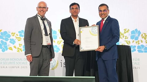 Labour Minister Mansukh Mandaviya receives 2025 ISSA award for ‘Outstanding Achievement in Social Security’ in Malaysia.