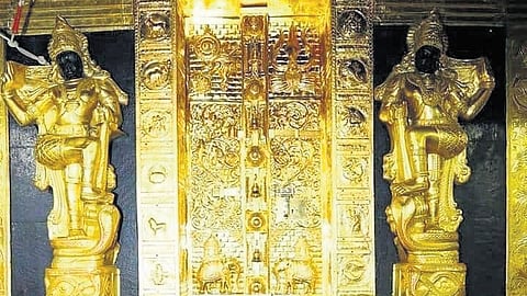 The gold-covered sanctum of the Sabarimala temple