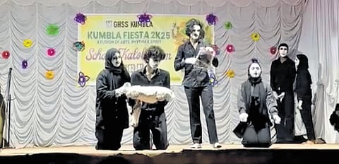 Pro-Palestine mime by the Government Higher Secondary School students