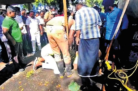 The incident happened on Saturday afternoon, when Kuppan entered the existing sewer manhole to check some blockage and provide connections, notably without proper safety gear, which led to toxic gas inhalation and his death.