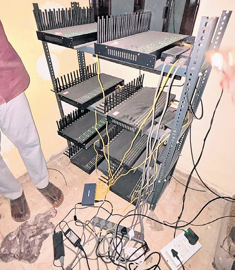 Sixteen SIM boxes were seized from a couple of areas in New Delhi
