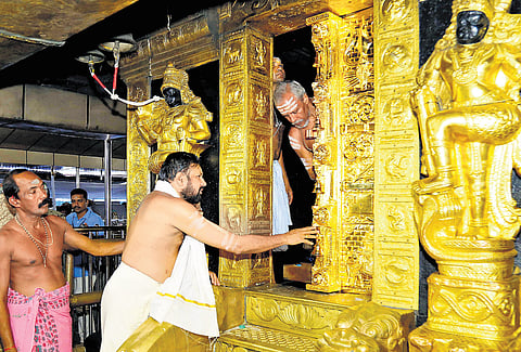 Before the gold-cladded panels on dwarapalaka idols were removed in March 2019
