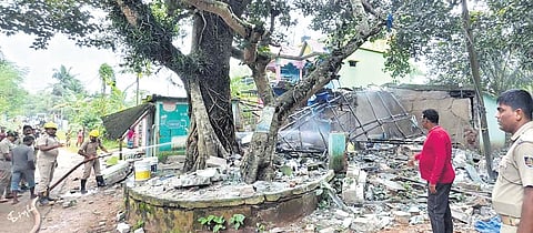 The firecracker-making unit razed to the ground after the explosion.