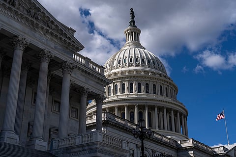 The U.S. Capitol is seen on the second day of the government shutdown, in Washington, Thursday, Oct. 2, 2025.