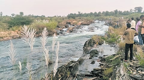 The site where six of a family were swept away near Kunigal on Tuesday.