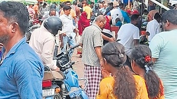 The Urban Haat at Chhatra Bazaar in Cuttack buzzing with people on Tuesday.